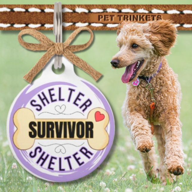 Purple Dog Bone Shelter Survivor  Pet Tag (Creator Uploaded)