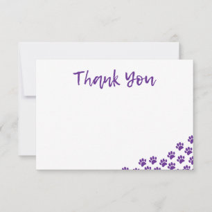 Purple Dog Paw Prints Dog Birthday Thank You Pet Card