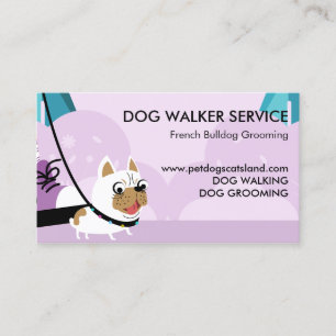 Purple Dog Walker Service French Bulldog Business Card