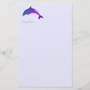 purple dolphin in  lavender stationery
