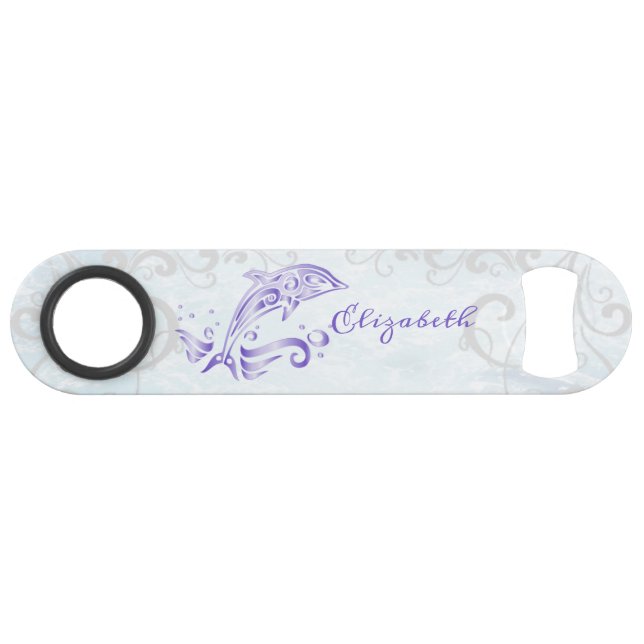 Purple Dolphin Personalised Bottle Opener (Front (Horizontal))