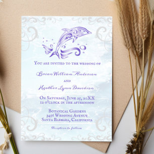 Purple Dolphin Wedding Invitation