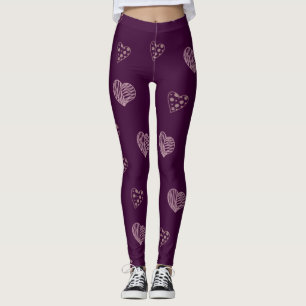 Purple Doodle Hearts Leggings