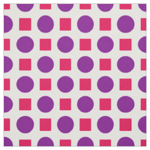 Purple dots and fuchsia squares fabric