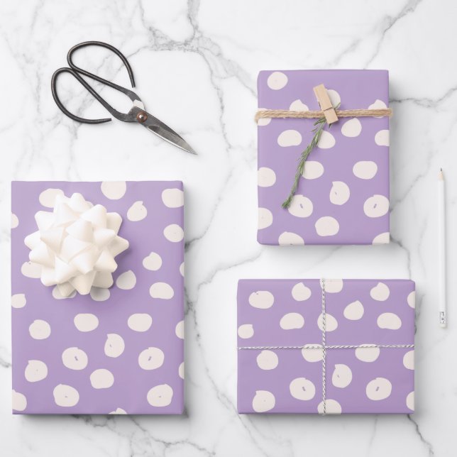 Purple Dots Animal Print Spots Wrapping Paper Sheet (Front)