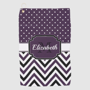 Purple Dots & Chevrons Golf Towel