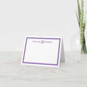 Purple Double Border Couple Names Folded Card