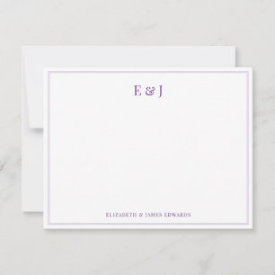 Purple Double Border Elegant Couple Monogram Card