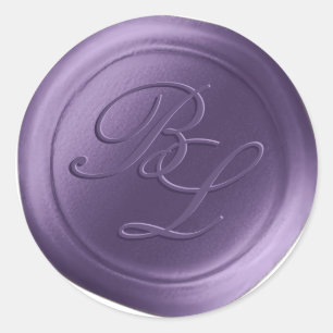 Purple Double Monogram Faux Wax Seal Stickers