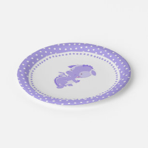 Purple Dragon Birthday Baby Shower Paper Plates