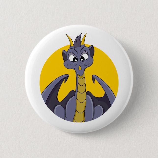 Purple dragon cartoon 6 cm round badge (Front)