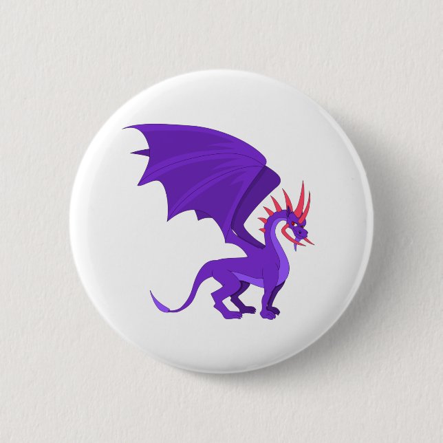 Purple dragon cartoon 6 cm round badge (Front)