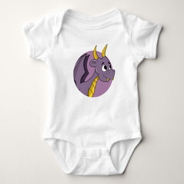 Purple dragon cartoon baby bodysuit (Front)