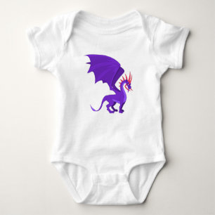 Purple dragon cartoon baby bodysuit