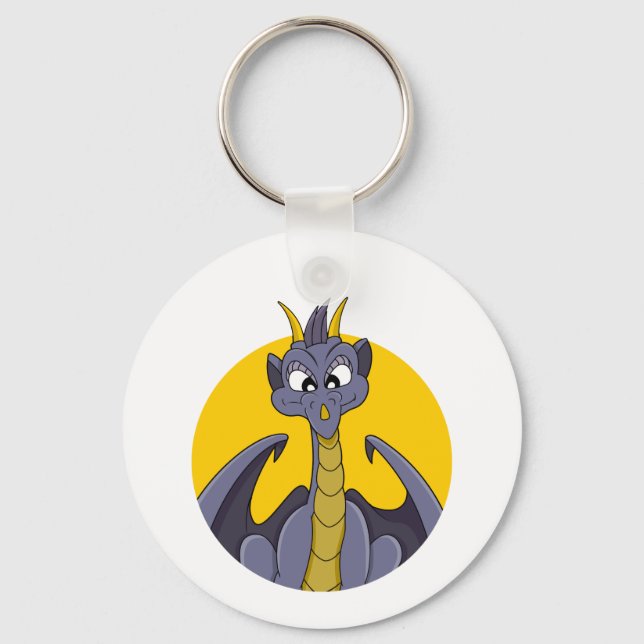 Purple dragon cartoon key ring (Front)