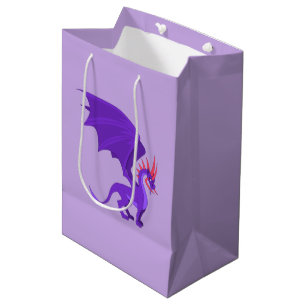 Purple dragon cartoon medium gift bag