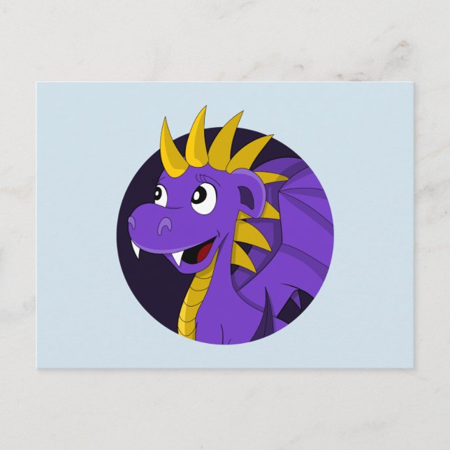 Purple dragon cartoon postcard (Front)