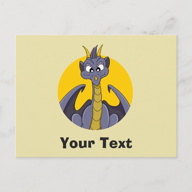 Purple dragon cartoon postcard (Front)