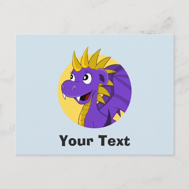 Purple dragon cartoon postcard (Front)