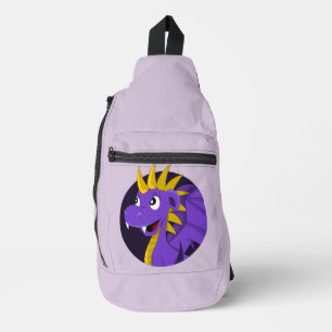 Purple dragon cartoon sling bag