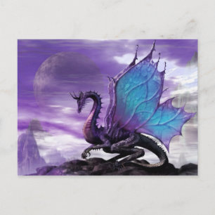 Purple Dragon Postcard   Fantasy Art Greeting Card