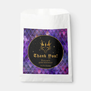 Purple Dragon Scales Gold Birthday Thank You Favour Bags