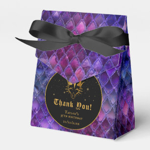 Purple Dragon Scales Gold Birthday Thank You Favour Box