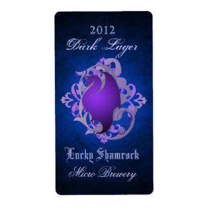 Purple Dragon Scroll Blue Beer Label