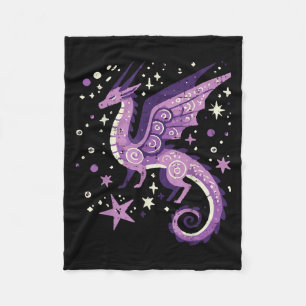 Purple Dragon Stars Cute Fantasy Mythical Girls Ki Fleece Blanket