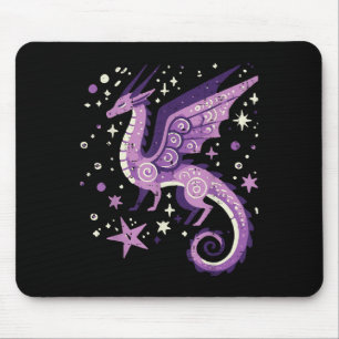 Purple Dragon Stars Cute Fantasy Mythical Girls Ki Mouse Pad