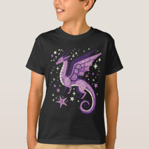 Purple Dragon Stars Cute Fantasy Mythical Girls Ki T-Shirt