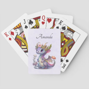 Purple Dragon with Elegant Crown Playing Cards