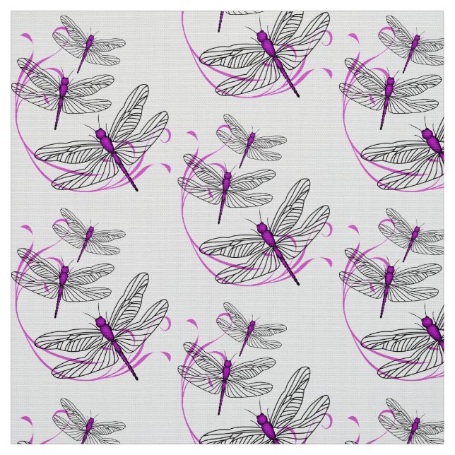 Purple Dragonflies Fabric (Swatch)
