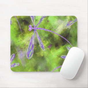 Purple Dragonflies on Lime Mouse Pad