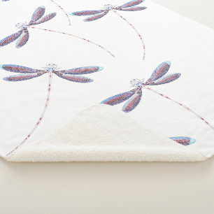 Purple dragonflies sherpa blanket