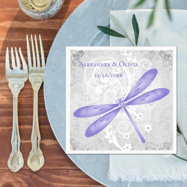 Purple Dragonfly Bridal Shower Napkin (Purple Dragonfly Bridal Shower Napkin)