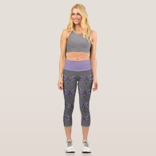 Purple Dragonfly Capri Leggings