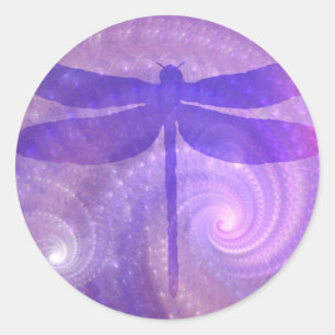 Purple Dragonfly Classic Round Sticker