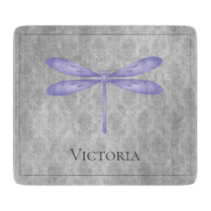 Purple Dragonfly Damask Cutting Board