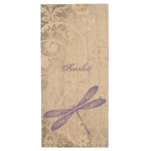 Purple Dragonfly Personalise Wooden Flash Drive