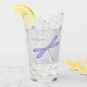 Purple Dragonfly Personalised Glass Cup