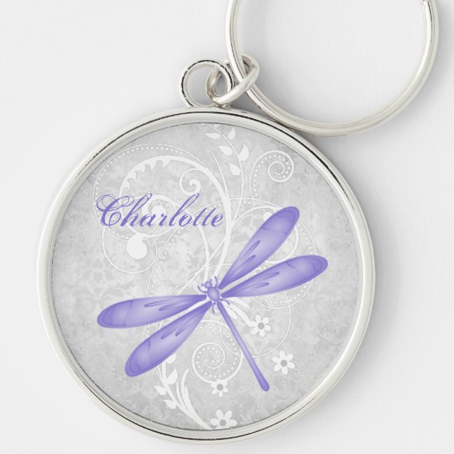 Purple Dragonfly Personalised Keychain (Front)