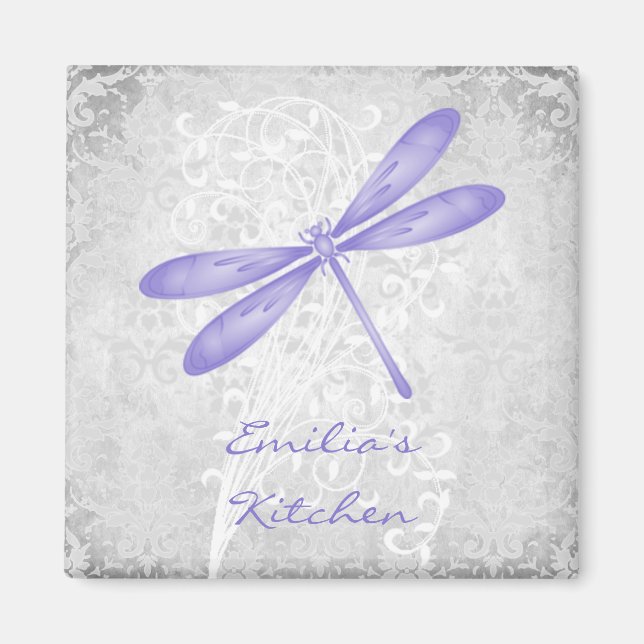Purple Dragonfly Personalised Magnet (Front)