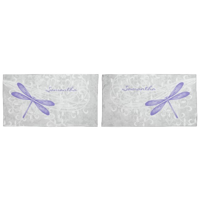 Purple Dragonfly Personalised Pillowcases (Front-Set)