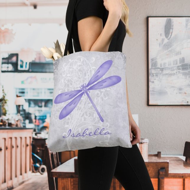 Purple Dragonfly Personalised Tote (Purple Dragonfly Personalized Tote Bag)