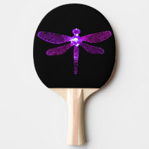 Purple Dragonfly Ping Pong Paddle
