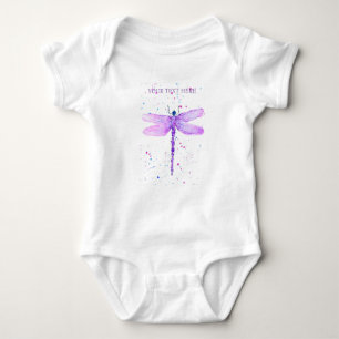 Purple dragonfly watercolor girly cute baby bodysuit