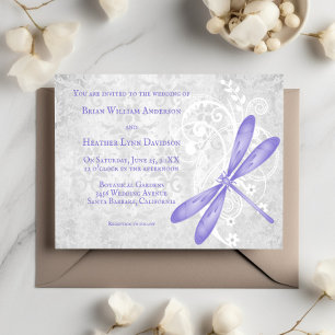 Purple Dragonfly Wedding Invitation