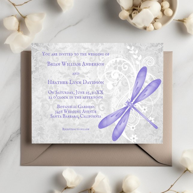 Purple Dragonfly Wedding Invitation (Purple Dragonfly Wedding Invitation)
