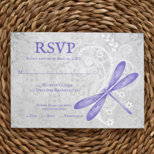 Purple Dragonfly Wedding RSVP Card